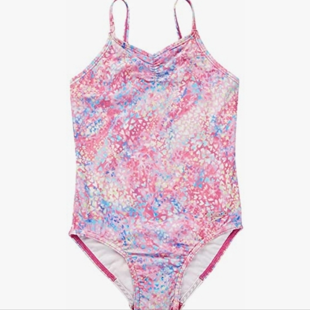 Speedo Youth Girls One Piece Swimsuit Pink Size L (12/14) - Picture 3 of 7